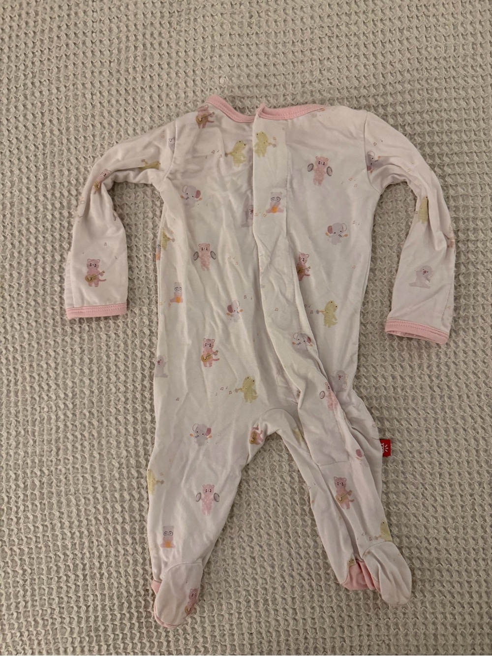 Magnetic Me Soft Pink Animal-Print Footed One-Piece Pajamas